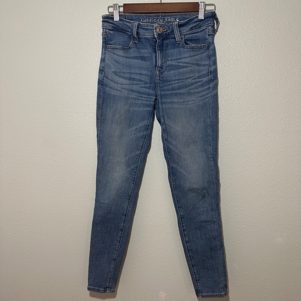 American Eagle Next Level Stretch Jeggings Medium Wash Blue Size 4 Short